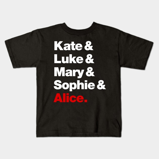 Batwoman Character Names - Kate Kane, Luke Fox, Mary Hamilton, Sophie Moore and Alice Kids T-Shirt by VikingElf